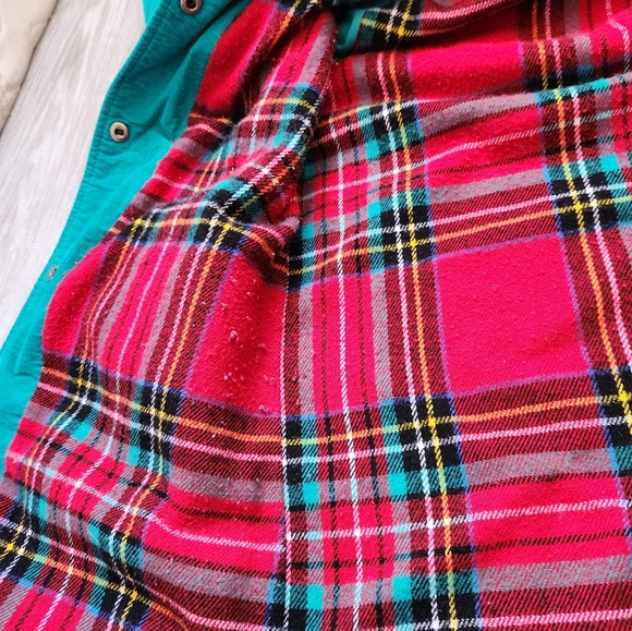 1980's Pacer Womens Corduroy Utility Jacket Flannel Lined Teal Sz Small - Picture 10 of 11